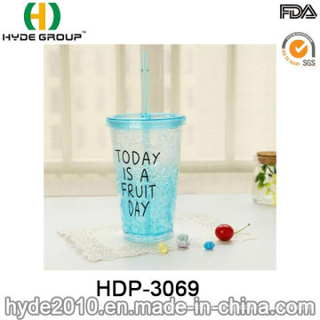 16oz BPA Free copo de suco de limão plástico com palha (HDP-3069)